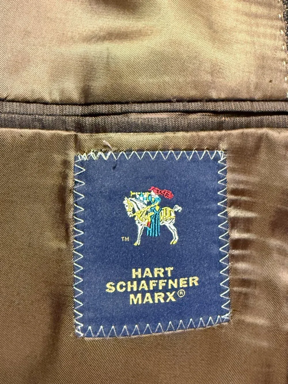 Hart Schaffner Marx Plaid Wool Sport Coat Dinner Jacket Blazer Men's 48R Brown